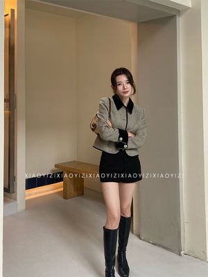 短款小香风羊毛粗花呢外套