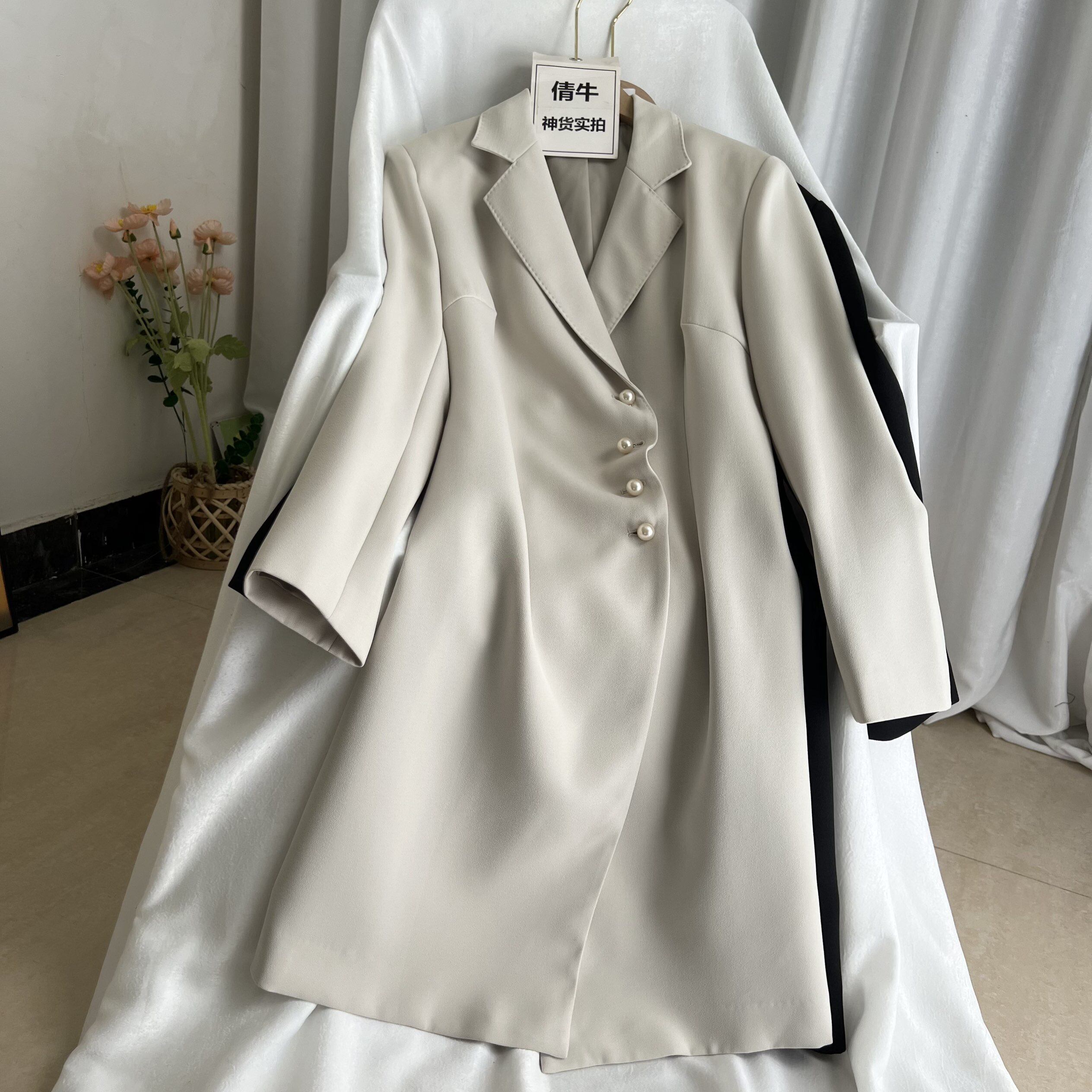 倩牛高端】大牌平替60醋酸2026春装 通勤高级感薄款西装外套中