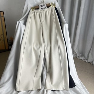 女 宽松休闲阔腿裤 倩牛高档女装 腿感很棒显瘦遮肉秋冬拉毛香蕉裤