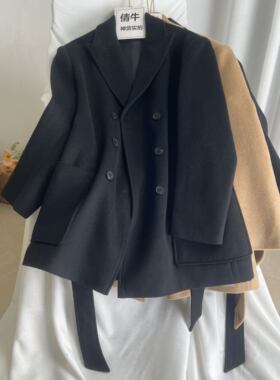 倩牛高端女装】大牌平替80羊毛25冬装中长款宽松加厚毛呢西装外套