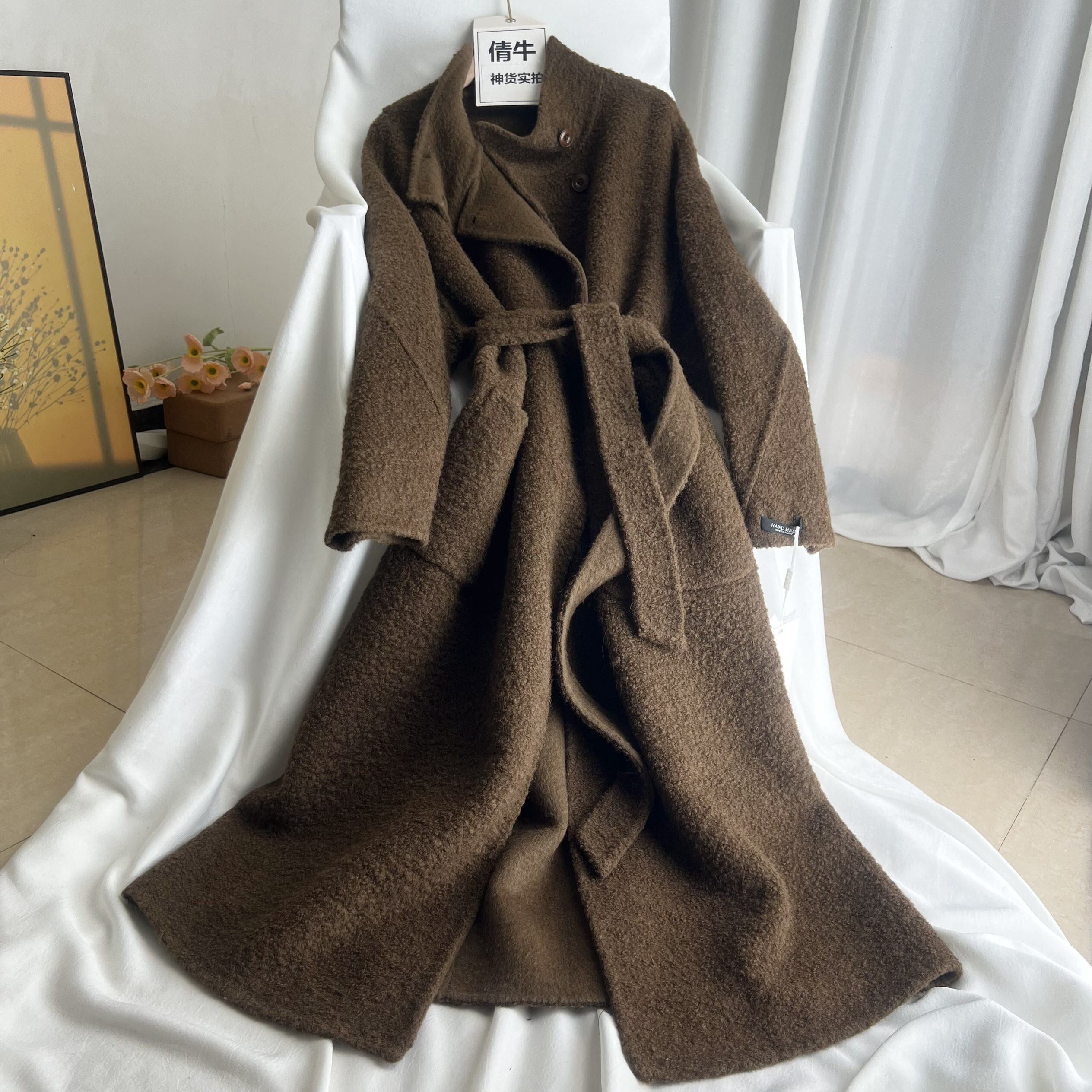 倩牛高端牛货】羊毛卷+羊驼 时尚设计感手工双面羊毛大衣外套长款,女装/女士精品,毛呢外套,淘宝优惠券,粉丝福利购,淘宝优惠卷