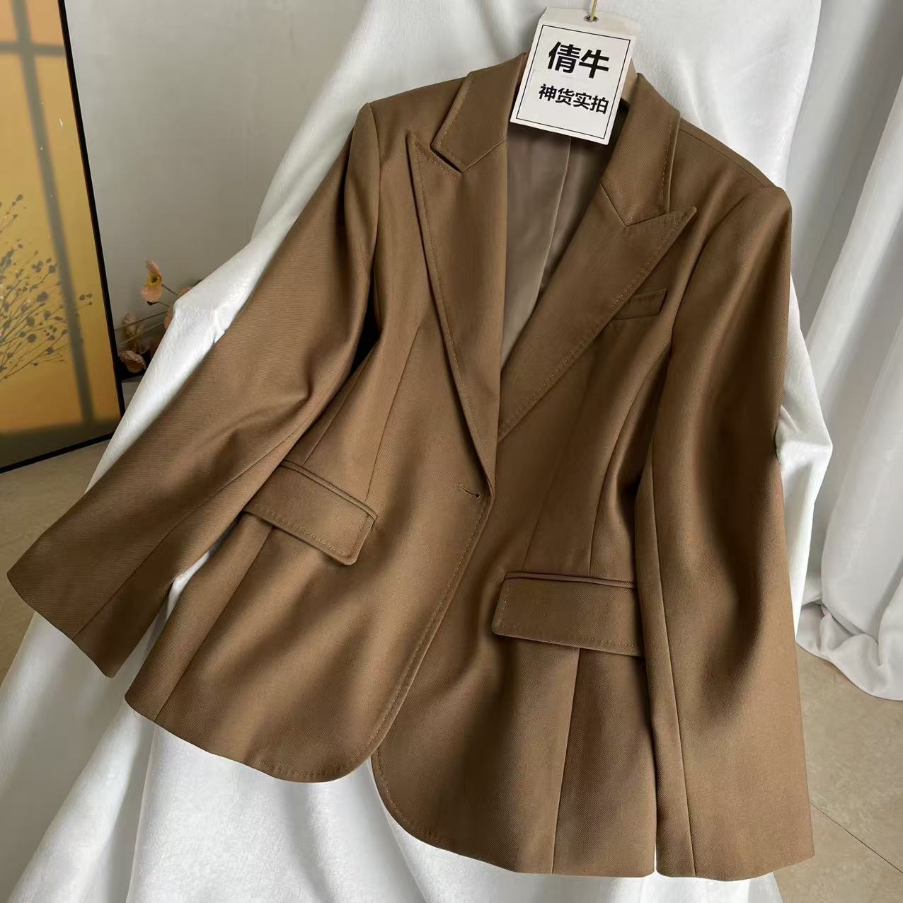 倩牛特价出清】高端羊毛真丝 休闲西装外套女简约通勤西服上衣春