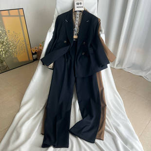 套装 倩牛王炸神货 阔腿裤 职业宽松西装 女 大牌5位数羊毛混纺欧式