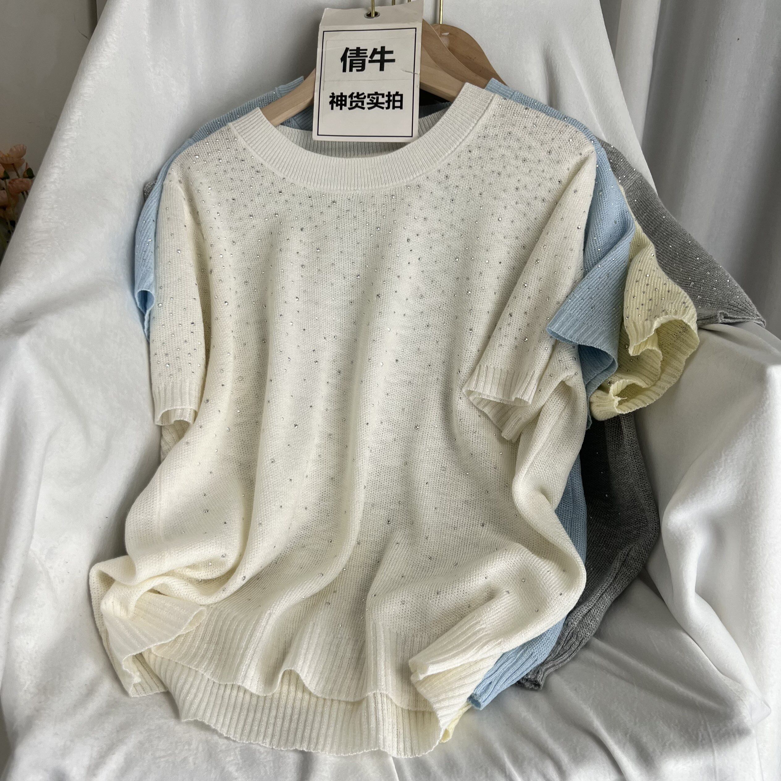 倩牛高端女装】2026夏季新款半袖T恤女式针织衫圆领上衣