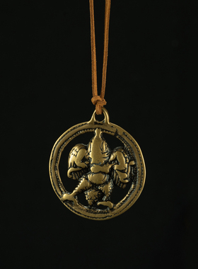 藏传密宗圣物精致老道大鹏金翅鸟镂空老天铜托甲吊坠项链佛牌收藏