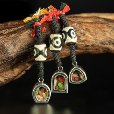 天珠七粒米多宝嘎乌盒手绳挂件