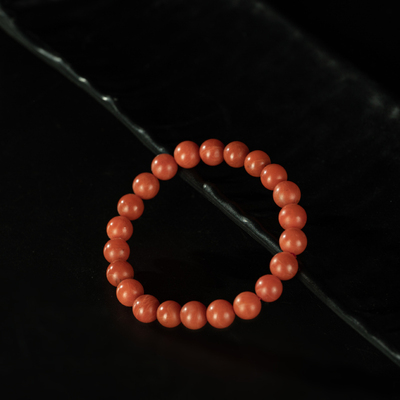 文玩精品天然老料保山南红玛瑙满色满肉起胶圆珠8mm男女手钏手串