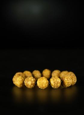 文玩精品清代高规制玉化老料手雕一团和气瑞狮圆珠手钏手链收藏品