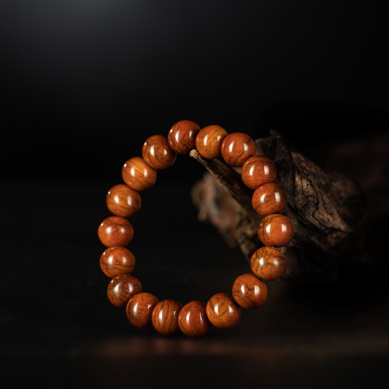 藏传密宗老佛珠天然玉化高瓷包浆酱红色圆珠男女款手串古珠收藏品