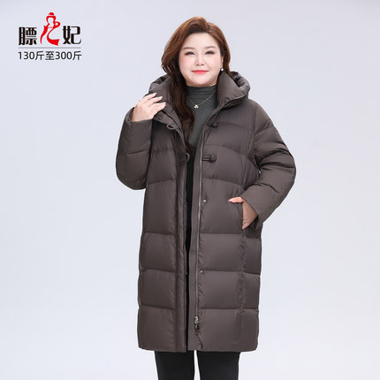 膘儿妃大码女装胖mm羽绒服300斤时尚显瘦连帽羽绒服秋冬新款外套