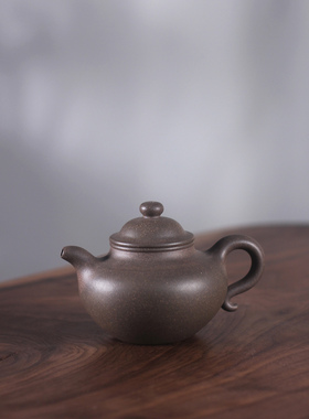 家藏自炼黄龙山原矿黑墩头全手工莲子壶380cc大容量紫砂壶茶具