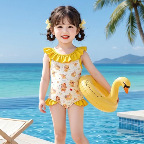 女小童连体泳衣夏季2026新款洋气女宝宝卡通游泳装儿童夏装泳装潮