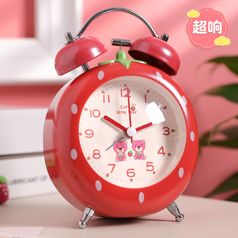 可爱草莓小闹钟儿童女孩起床神器学生专用儿童卧室闹铃高颜值钟表