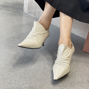 女 全真皮 2023年新款 春秋黑色乐福单鞋 子厚底英伦风JK系带小皮鞋