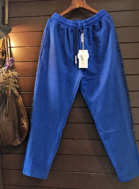 TINY CUTTLE小鱼仔春秋白YSBS棉宽松哈伦卫裤毛巾圈女长裤日韩