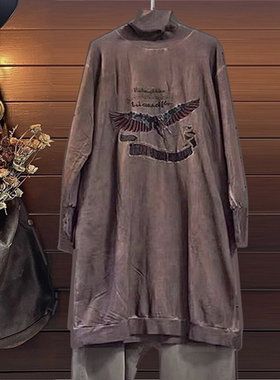 秋春宽松长款女棉日韩连衣裙TINY CUTTLE小鱼仔打底裙高领堆堆领