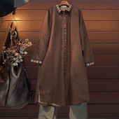 做旧复古 衬衫 日韩外贸风衣秋春宽松大版 牛仔女棉长款