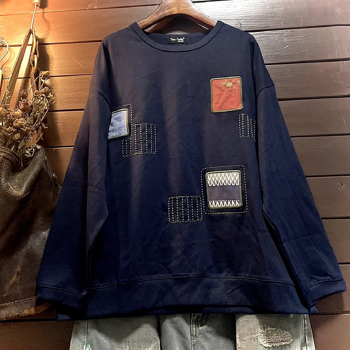 TINY CUTTLE春秋新款宽松卫衣休闲圆领T恤女棉长袖衬衫上衣日韩