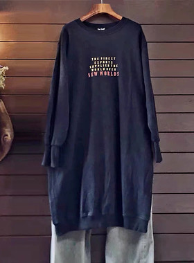 长款过膝连衣裙TINY CUTTLE春秋装韩单纯棉宽松大码针织衫T恤女