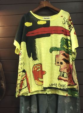 TINY CUTTLE小鱼仔日单夏季宽松恤衫休闲T恤女棉短袖针织衫上衣