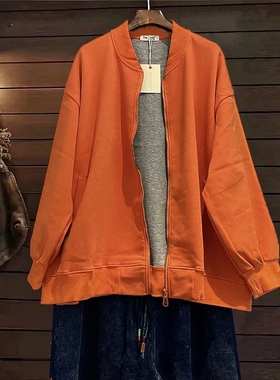 TINY CUTTLE小鱼仔春秋冬短外套韩版立领夹克女士开衫棉上衣桔色