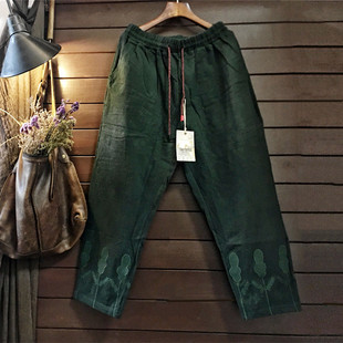 衣衫伴水秋新款春秋萝卜裤YSBS棉宽松卫裤女长裤外贸剌绣灯星绒