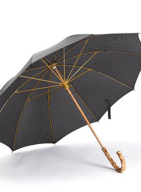 10骨抗风竹节雨伞男大号简约黑色细格子英伦风复古绅士手动长柄伞