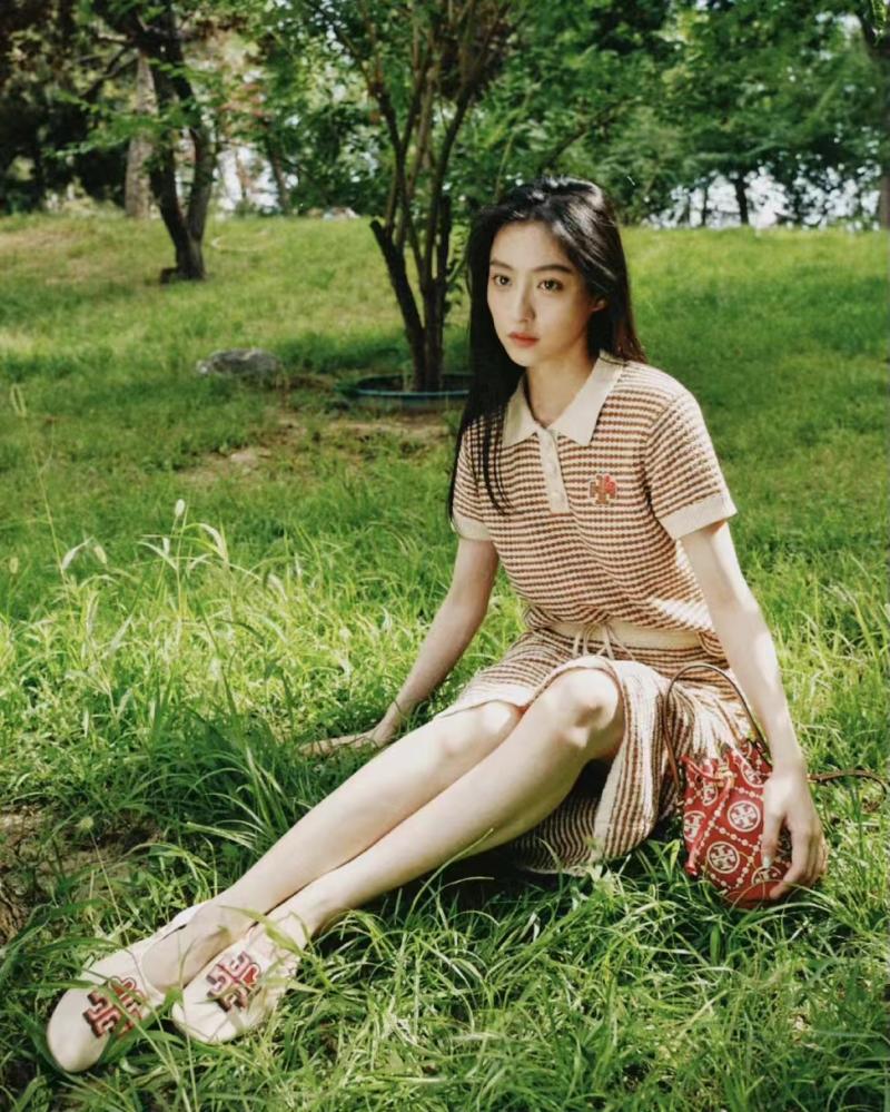 TB家/22夏季新款 文艺复古感POLO领心形刺绣编织针织上衣女 50468