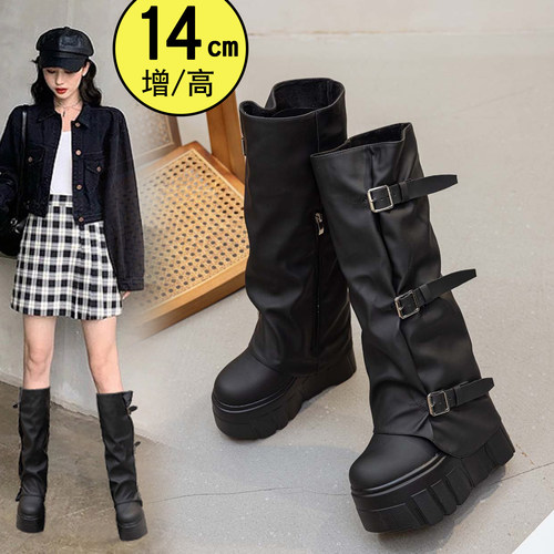 裤管靴骑士靴小个子不过膝长靴女
