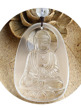 天然白水晶吊坠生肖本命佛项链
