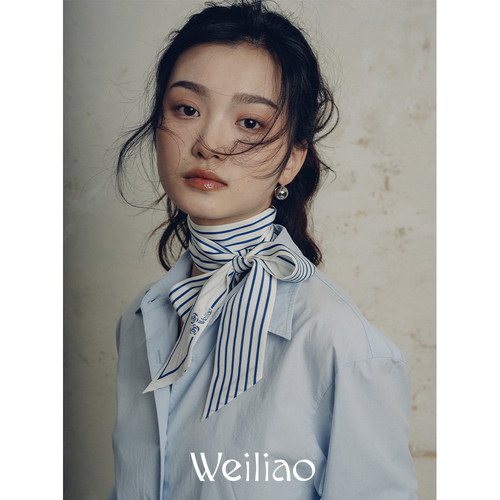 条纹丝带尉了百搭双层极简女春夏