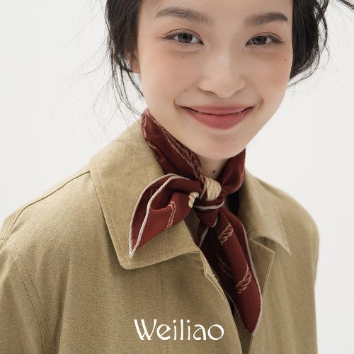 Weiliao贝壳丝巾真丝小方巾双面
