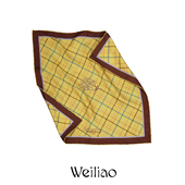 Weiliao 原创彩虹格纹小方巾真丝丝巾春夏围巾发饰百搭实用橘黄绿