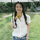 尉了Weiliao 彩虹双面异色条纹小方巾桑蚕丝巾蓝紫黄绿百搭春季