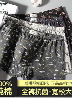 七匹狼男士内裤纯棉100%全棉四角裤男款中老年爸爸大码平角短裤头