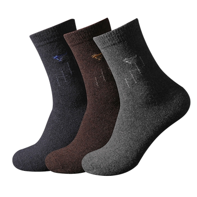 七匹狼羊毛袜子男士保暖加厚长筒