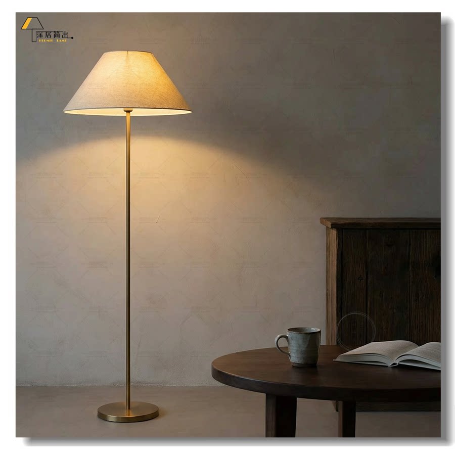 侘寂风台灯 极简设计师风格亚麻布艺立式台灯落地灯宜家LED床头灯