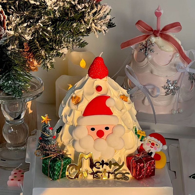 圣诞树蛋糕装饰圣诞老人圣诞快乐蜡烛烘焙甜品台摆件派对装扮用品
