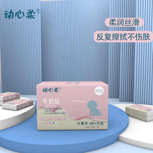整箱动心柔牛奶纸新生儿保湿纸乳霜柔纸巾湿赋纸宝宝手口便携32包 - 封面