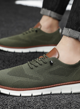 夏季男军绿色网布鞋新款48特大码47号透气飞织网面网眼防滑跑步鞋