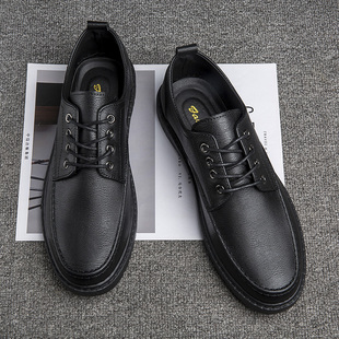 青少年休闲复古搭配西装西裤黑色皮鞋春季潮男悠闲低跟英伦马丁鞋