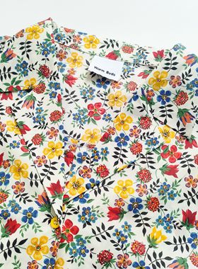 Warm Buds 印花七分袖可卷边衬衫Liberty2024新款衬衫