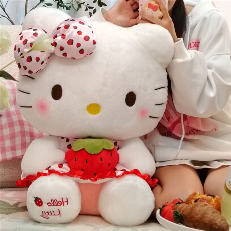 新款hellokitty大公仔草莓kt猫安抚玩偶猫咪娃娃可爱礼物