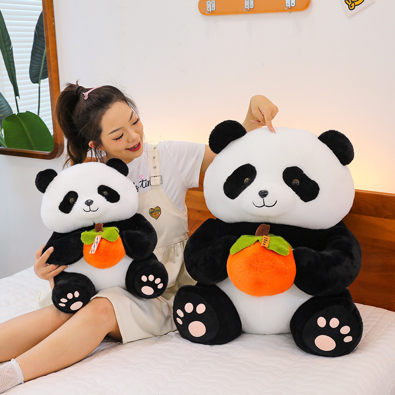 创意柿子熊猫玩偶公仔毛绒玩具熊猫娃娃玩具女孩生日礼物熊猫抱枕