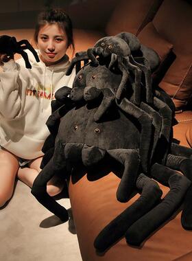 跨境 Spider黑色小蜘蛛公仔暗黑毛绒玩具男孩礼物抱枕公仔玩偶