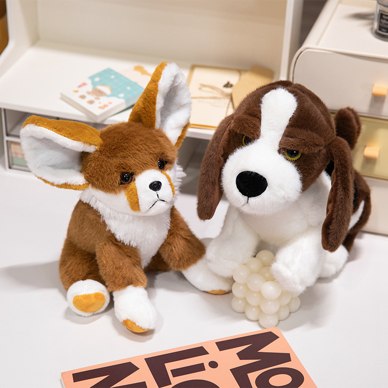 仿真耳廓狐巴吉度犬毛绒玩具公仔