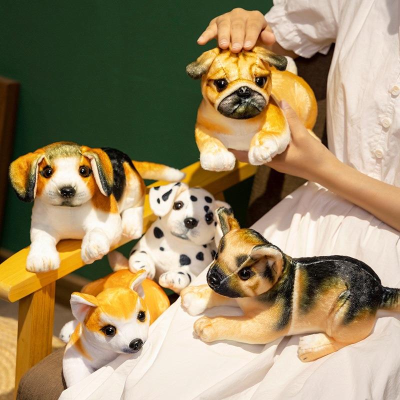 哈士奇秋田犬斑点狗公仔毛绒玩具可爱棕色小狗柴犬玩偶布娃娃