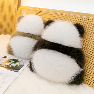 长毛绒熊猫背影抱枕腰靠垫可爱沙发女生毛绒玩偶客厅装饰生日礼物