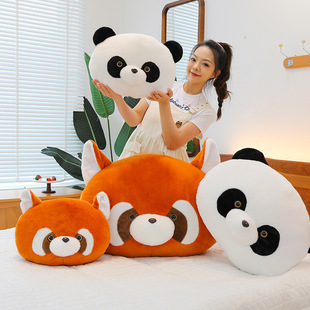 创意翻转熊猫小浣熊靠枕靠枕女孩床头看书倚靠护腰闺蜜女友礼物