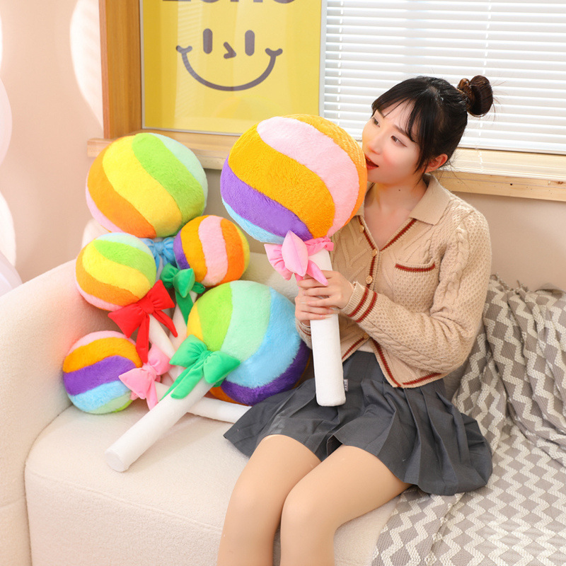 彩虹棒棒糖球形抱枕毛绒玩具糖葫芦布娃娃儿童睡觉玩偶生日礼物女